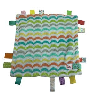 Bright Starts TAGGIES Lovey Security Baby Blanket Plush Waves Tags 14" x 14"